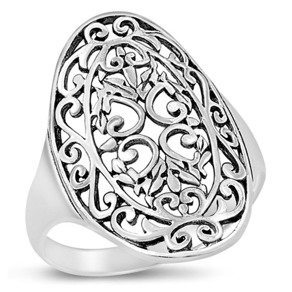 Cutout Filigree Design Ring New .925 Sterling Silver Band Sizes 5-10