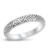 Etched Grooved Design Ring New .925 Sterling Silver Symbol Band Sizes 4-10
