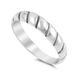Shiny Grooved Wedding Ring New .925 Sterling Silver Band Sizes 4-10