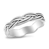 Oxidized Rope Infinity Knot Ring .925 Sterling Silver Wedding Band Sizes 4-10