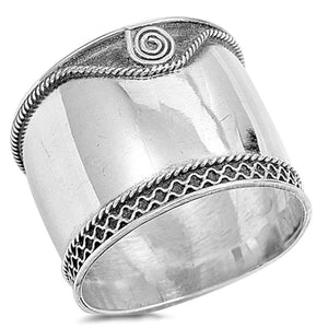 Wide Bali Spiral Ring New .925 Sterling Silver Thin Band Sizes 5-12