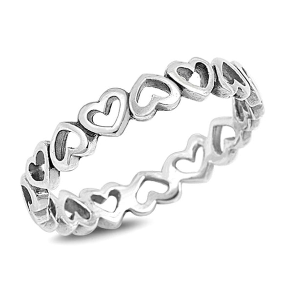 Eternity Heart Love Promise Cute Ring New .925 Sterling Silver Band Sizes 3-10