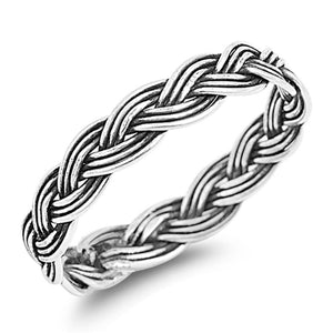 Oxidized Weave Braided Knot Promise Ring Sterling Silver Wedding Band Sizes 3-12