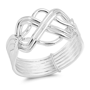 High Polish Bar Knot Puzzle Ring New .925 Sterling Silver Band Sizes 5-13