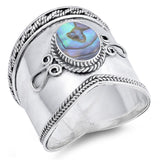 Abalone Wide Bali Ring New .925 Sterling Silver Rope Design Band Sizes 5-12