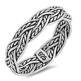 Oxidized Celtic Weave Mesh Rope Wedding Ring 925 Sterling Silver Band Sizes 5-13