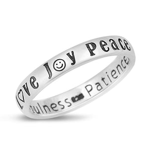 Joy Peace Love Patience Faithfulness Ring .925 Sterling Silver Band Sizes 4-10