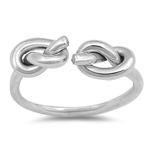 Open Double Heart Knot Promise Ring .925 Sterling Silver Toe Band Sizes 3-10