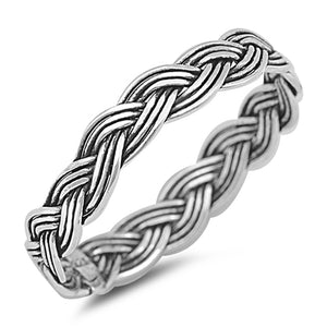 Oxidized Braided Rope Wedding Ring New .925 Sterling Silver Knot Band Sizes 2-12