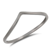 Black-Tone Thin Stackable Pointed Ring New .925 Sterling Silver Band Sizes 4-10