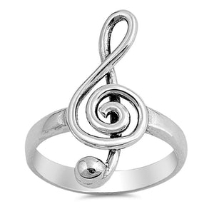 Swirl Music Note Ring New .925 Sterling Silver Treble Clef Band Sizes 5-10