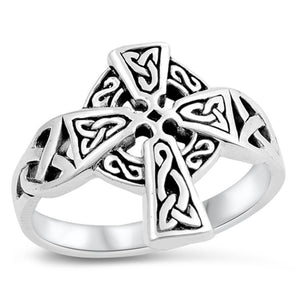 Vintage Celtic Cross Ring New .925 Sterling Silver Filigree Knot Band Sizes 5-10