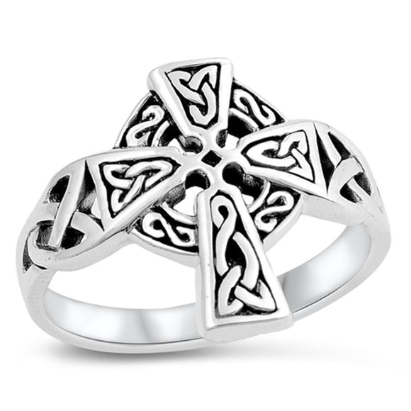 Vintage Celtic Cross Ring New .925 Sterling Silver Filigree Knot Band Sizes 5-10