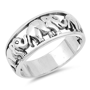 Elephant Animal Ring New .925 Sterling Silver Band Sizes 6-10