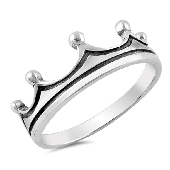 Crown Tiara King Fashion Ring New .925 Sterling Silver Band Sizes 3-10