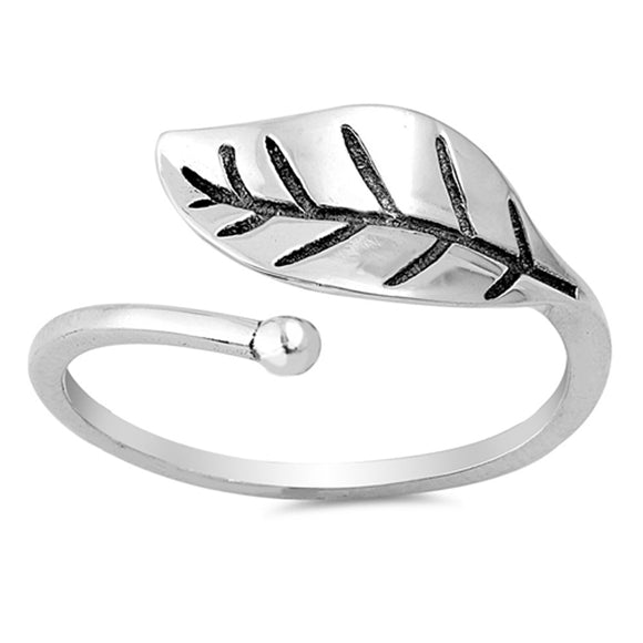 Open Ball Leaf Fashion Cute Ring New 925 Sterling Silver Feather Band Sizes 3-10