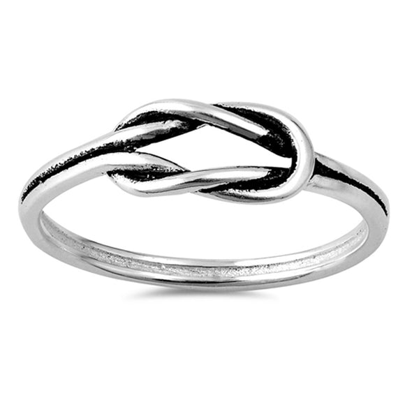 Oxidized Belt Loop Infinity Knot Ring New .925 Sterling Silver Band Sizes 4-10