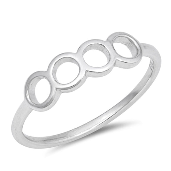 Circle High Polish Round Loop Ring New .925 Sterling Silver Band Sizes 3-12