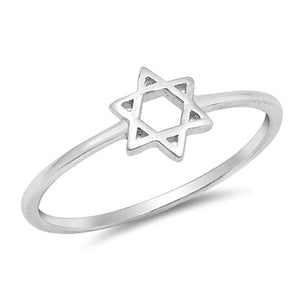 High Polish Star of David Classic Ring New .925 Sterling Silver Band Sizes 3-10