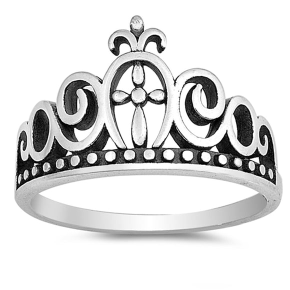 Crown Tiara Cross Swirl King Christ Ring New 925 Sterling Silver Band Sizes 4-12