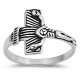 Sideways Cross Crucifix Jesus Wholesale Ring New .925 Sterling Silver Sizes 5-10