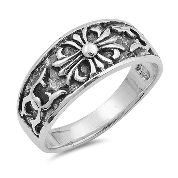 Vintage Celtic Cercelee Cross Ring New .925 Sterling Silver Band Sizes 6-14