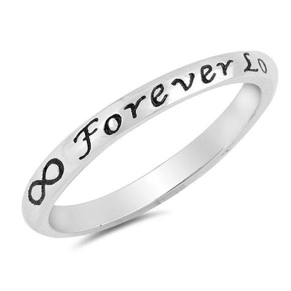 Infinity Forever Love Heart Script Ring Sterling Silver Promise Band Sizes 3-10