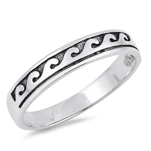 Oxidized Wave Fashion Wedding Ring New .925 Sterling Silver Band Sizes 4-10