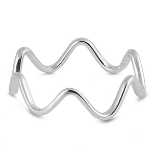 Eternity Wave Stackable Beautiful Ring New .925 Sterling Silver Band Sizes 4-13