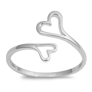 Open Criss Cross Heart Promise Ring New .925 Sterling Silver Band Sizes 4-10