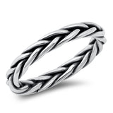 Oxidized Braided Band Stackable Unique Ring New .925 Sterling Silver Sizes 5-10