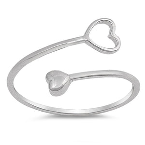 Open Adjustable Heart Promise Ring New 925 Sterling Silver Thumb Band Sizes 4-10