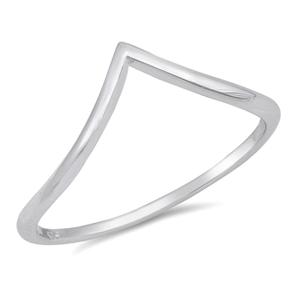 Thin Pointed Chevron Thumb High Polish Ring .925 Sterling Silver Band Sizes 2-13