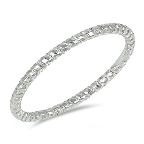 Diamond-Cut Stackable Thin Wedding Ring New .925 Sterling Silver Band Sizes 4-12