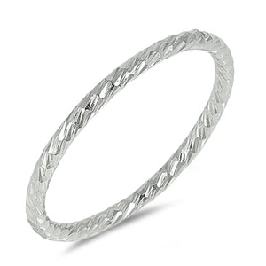 Diamond-Cut Stackable Thin Shiny Ring New .925 Sterling Silver Band Sizes 4-12