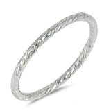 Diamond-Cut Stackable Thin Shiny Ring New .925 Sterling Silver Band Sizes 4-12