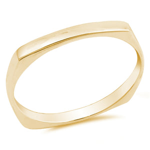 Yellow Gold-Tone Squared Cigar Stackable Ring Sterling Silver Band Sizes 4-10