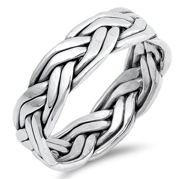 Celtic Weave Rope Knot Wedding Ring New .925 Sterling Silver Band Sizes 7-13