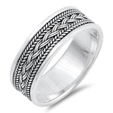 Rope Knot Design Celtic Ring .925 Sterling Silver Wide Wedding Band Sizes 7-13