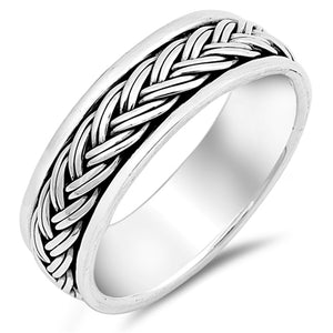 Rope Knot Design Ring New .925 Sterling Silver Wedding Band Sizes 7-13