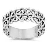 Victorian Style Filigree Heart Ring New .925 Sterling Silver Band Sizes 4-10