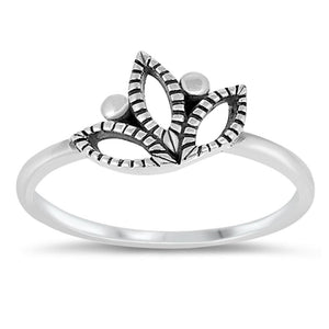 Oxidized Filigree Lotus Flower Ring New 925 Sterling Silver Cute Band Sizes 4-10