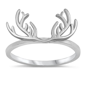 Reindeer Antlers Christmas Decor Gift Ring .925 Sterling Silver Band Sizes 4-10