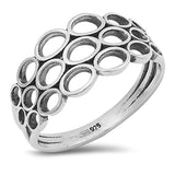 Oxidized Oval Geometric Round Hole Ring New .925 Sterling Silver Band Sizes 4-10