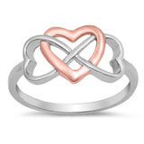 Rose Gold-Tone Infinity Heart Promise Ring .925 Sterling Silver Band Sizes 4-10