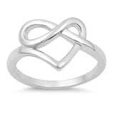 Heart Pretzel Infinity Love Knot Promise Ring Sterling Silver Band Sizes 4-10