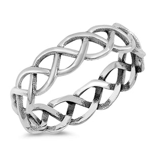 Oxidized Braided Criss Cross Eternity Knot Ring Sterling Silver Band Sizes 4-12