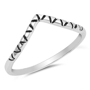 Criss Cross Etched V Shape Chevron Thumb Ring Sterling Silver Band Sizes 4-10