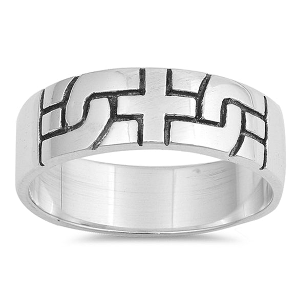 Cross Etched Knot Puzzle Infinity Knot Ring .925 Sterling Silver Band Sizes 6-12