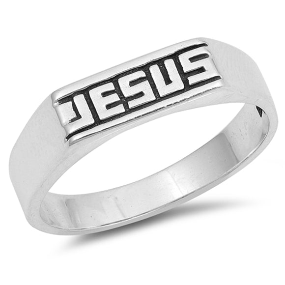 Jesus Word Script Christian Promise Ring .925 Sterling Silver Band Sizes 5-10